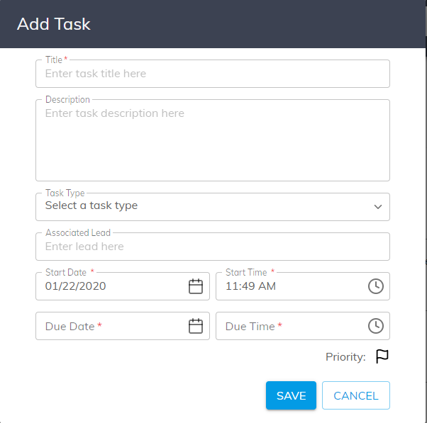Screenshot of Add a Task form