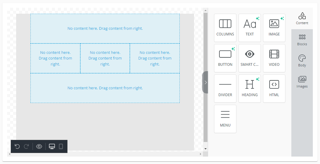 Screenshot of multiple Column Layouts