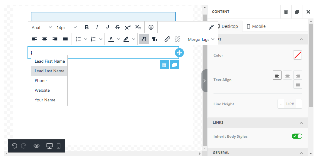 merge fields menu